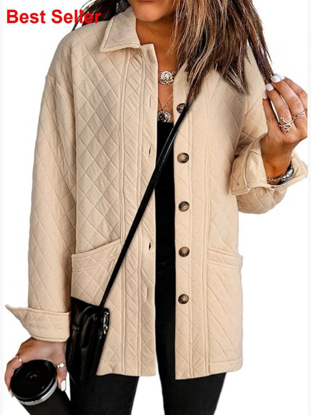 Lightweight Quilted Button Down Jacket with Pockets